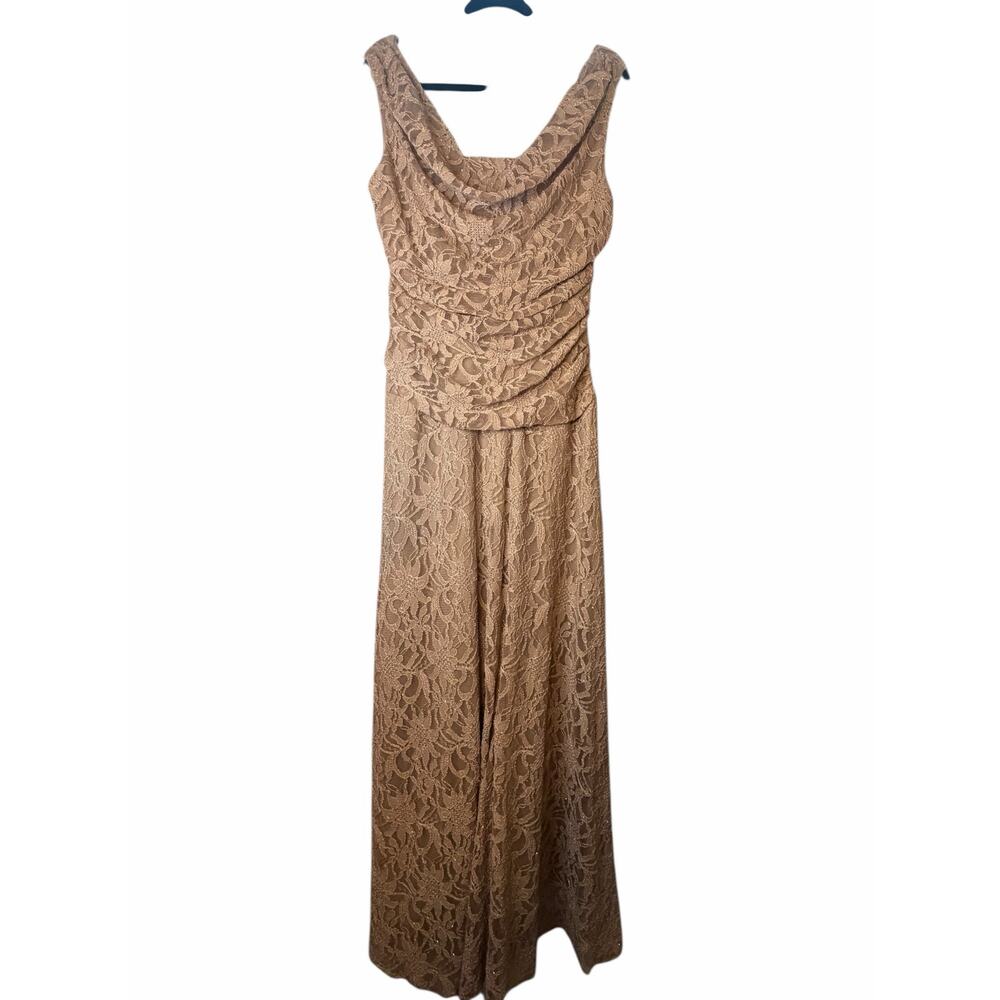 NW Taupe Nightway Lace Gown - Size 10 - Picture 3 of 16